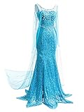 YOSICIL Damen Prinzessin ELSA Kleid Frauen Eiskönigin Kostüm Kleid Weihnachtsfeier Cosplay...