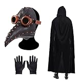 Pest Doctor Maske Vogel Schnabel Lange Nase Steampunk Maske mit einem Paar Handschuhen und schwarzem...