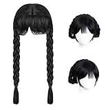 Wednesday Perücke,Swahan Wednesday Perücke Kinder Damen,Geflochtene Perücke Schwarz...