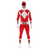 Morphsuits Offizielles Rotes Power Ranger Kostüm für Erwachsene - XL (176cm-185cm)