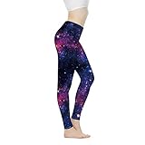 Biyejit Damen-Leggings, Yogahose mit hohem Taillenbund, Workout-Leggings, Galaxie-Stern-Muster., L