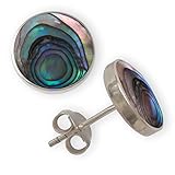 Fly Style Damen Ohrstecker aus 925 Silber - Ohrringe mit Muschel-Inlays, Grösse:6 mm,...