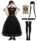 Wednesday Addams Kostüm Kinder Kleid Schwarzes Gotisch Kostüm Mädchen Mittwoch Familie Cosplay...