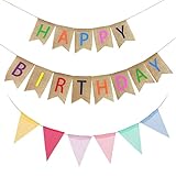 Happy Birthday Girlande,Wimpelkette,Geburtstag Leinenbanner,...