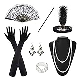 NITAIUN 7 Stück 20s Kostüm Damen 20er Jahre Accessoires Flapper Great Gatsby Accessoires, 1920er...