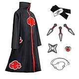 Formemory Akatsuki Mantel Kinder Unisex Cosplay Kostüm mit Stirnband Akatsuki Ringe, Anime Cosplay...