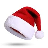 KONVINIT Weihnachtsmütze Nikolausmütze Erwachsene Plüsch Rand Weihnachtsfeier Rote Santa Mütze...