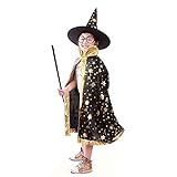 Anzmtosn Halloween Kostüme Hexen Zauberer Umhang mit Hut Zauberer Cape und Hut Kinder Kinder...