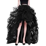 ORANDESIGNE Damen Asymmetrisch Langer Tüllrock A Linie Elastischer Hoher Bund Midirock Damen Mesh...