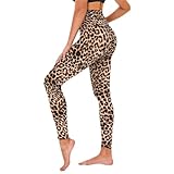 TNNZEET High Waist Leggings Damen Elastische Leggins Weiche Sporthose für Sport Gym,Leopard,L-XL