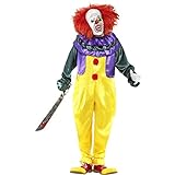 Halloween! Smiffys Kostüm Klassischer Horrorclown,Mehrfarbig,mit Einteiler und Maske, XL