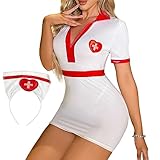 HOTSO Damen Krankenschwester Cosplay Kostüm, Rollenspiel Sexy Reizwäsche Set Fasching Karneval...