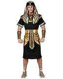 Pharao Kostüm mit Kopfbedeckung - Schwarz/Gold Historisches Karnevalskostüm L-52