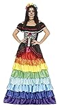 Fiestas GUiRCA Tag der Toten Regenbogen Kleid - Langes Rüschenkleid in Regenbogenfarben Día De Los...