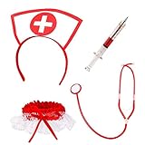 Boland 44803 - Set Sexy Krankenschwester, mit Haarreif, Stethoskop, Strumpfband und Spritzenstift,...