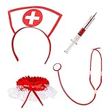 Boland 44803 - Set Sexy Krankenschwester, mit Haarreif, Stethoskop, Strumpfband und Spritzenstift,...