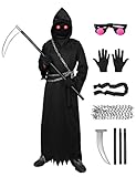 Formemory Sensemann Kostüm Herren Erwachsener mit Sichel für Kind Erwachsener Halloween Party...