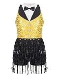 Alvivi Mädchen Tanzkleid Latein Pailletten Kleid Jazz Modern Dance Kostüm Quasten Kleid Salsa...