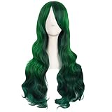 MapofBeauty 28 Zoll/70cm Damen Glatt Pony Mehrfarbig Cosplay Länge Locken Glamor Perücke (See...