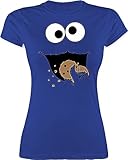 Shirt Damen - Karneval & Fasching - Keks-Monster - L - Royalblau - Frauen t-Shirt t Frau Kurzarm...