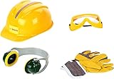 BOSCH Theo Klein 8537 Zubehör-Set | Hochwertige Arbeitshandschuhe, Brille, Ohrenschützer und Helm...