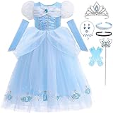 Snyemio Aschenputtel Kleid für Mädchen Prinzessin Cinderella Kostüm Kinder Fasching Verkleidung...