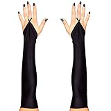 Widmann 00583 - Fingerlose Satinhandschuhe, Schwarz, 20er Jahre, Mottoparty, Karneval