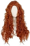 Linfairy Long Curly Orange Perücke Kostüm Halloween Cosplay -Perücke