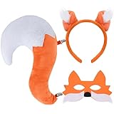 XEPST Tier Fuchs Kostüm Set, Fuchsohren und Schwanz Set mit Fuchs Stirnband Fuchsschwanz Fuchs...