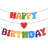MEJOSER Bunt Geburtstag Girlande Filz Happy Birthday Girlande Banner Wimpelkette Bunte Wimpel für...
