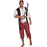 Boland 83845 - Kostüm Pirat, Größe M/L, Bandana, Shirt mit Weste, Gürtel und Hose, für Herren,...