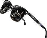 ATTCL Herren Polarisierte Sonnenbrille Al-Mg Ultra Light Metall Rahmen 8-188 Black UV400 CAT 3 CE