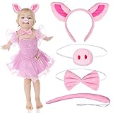 HAMOOM Schwein Kostüm Kinder Schweinekostüm Schweine Kostüm Cosplay mit Rosa Schweineohr Schwanz...