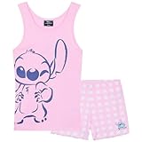 Disney Stitch Schlafanzug Mädchen Kurz, Sommer Pyjama Set Rosa - Stitch Sachen (Rosa, 13-14 Jahre)
