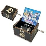 Meloditrunk Schwarz Hölzerne Spieluhr für Sailor Moon, Mini Lasergravierte Vintage Spieluhr...