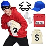 Banditen Kostüm Herren Hoodie mit Maske, Karneval Cosply Kostüm Outfit Sweatshirt Maske Set Cap...