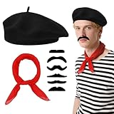 FUIPVGI 8 Stück französisches Kostüm, Karneval Pantomime Kostüm-Set für Damen und Herren,...