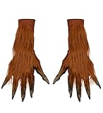 MIMIKRY Werwolf Handschuhe mit Krallen Pfotenballen und Fell Krallenhand Klauen Dämon Monster...