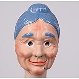 NET TOYS Oma Maske mit Blauen Haaren Fesche Großmutter Gesichtsmaske Alte Frau Maske Omamaske...