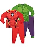 Marvel Schlafanzug | Hulk & Iron Man Pyjama Jungen | Avengers Schlafanzüge für Kinder | 2 Packung...