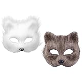 TOYANDONA 2 Stück Maske Halloween Fuchs Therian Maske Cosplay Kostüm Halbes Gesicht Tier Pelzigen...