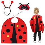Hifot 3 Stück Marienkäfer Kostüm Kinder,Ladybug Umhang Maske Antenne Haarreif Rollenspiel...
