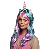 Boland 85818 - Perücke Einhorn Daydream, mit Ohren und Horn, Langhaar glatt, Karneval, Halloween,...
