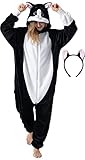 corimori Flauschiges Katzen-Kostüm für Erwachsene mit Haarreif | Karneval Kostüm Onesie für...