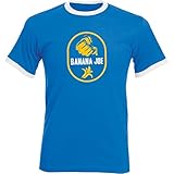 Banana Joe Original Herren Soccer Kontrast T-Shirt #1 mit HighEnd Druck Royalblau/Weiss M