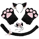 Kinsinder Katze Cosplay Set, Katzenkostüm Kinder, Katzenohren Stirnband Kätzchen Schwanz Ohren...