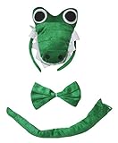 Petitebelle 3D Crocodile Alligator Stirnband Bowtie Schwanz-Kind-Kostüm Einheitsgröße Grün