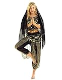 MSemis Damen Bauchtanz Kostüm Set Pailletten Tanzkleidung Indische Tanz Performance-Kleidung...