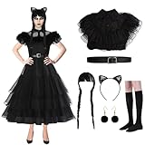 Raveparty Schwarzes Kleid Mädchen Damen, Halloween kostüm, Karneval Kostüm-Outfits,...