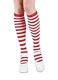 Boland 97040 - Kniestrümpfe mit Streifen, Rot-Weiß, dehnbar, Clown, freches Mädchen, Karneval,...